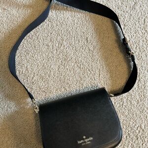 Kate Spade Black Leather Crossbody Bag with Flap Closure